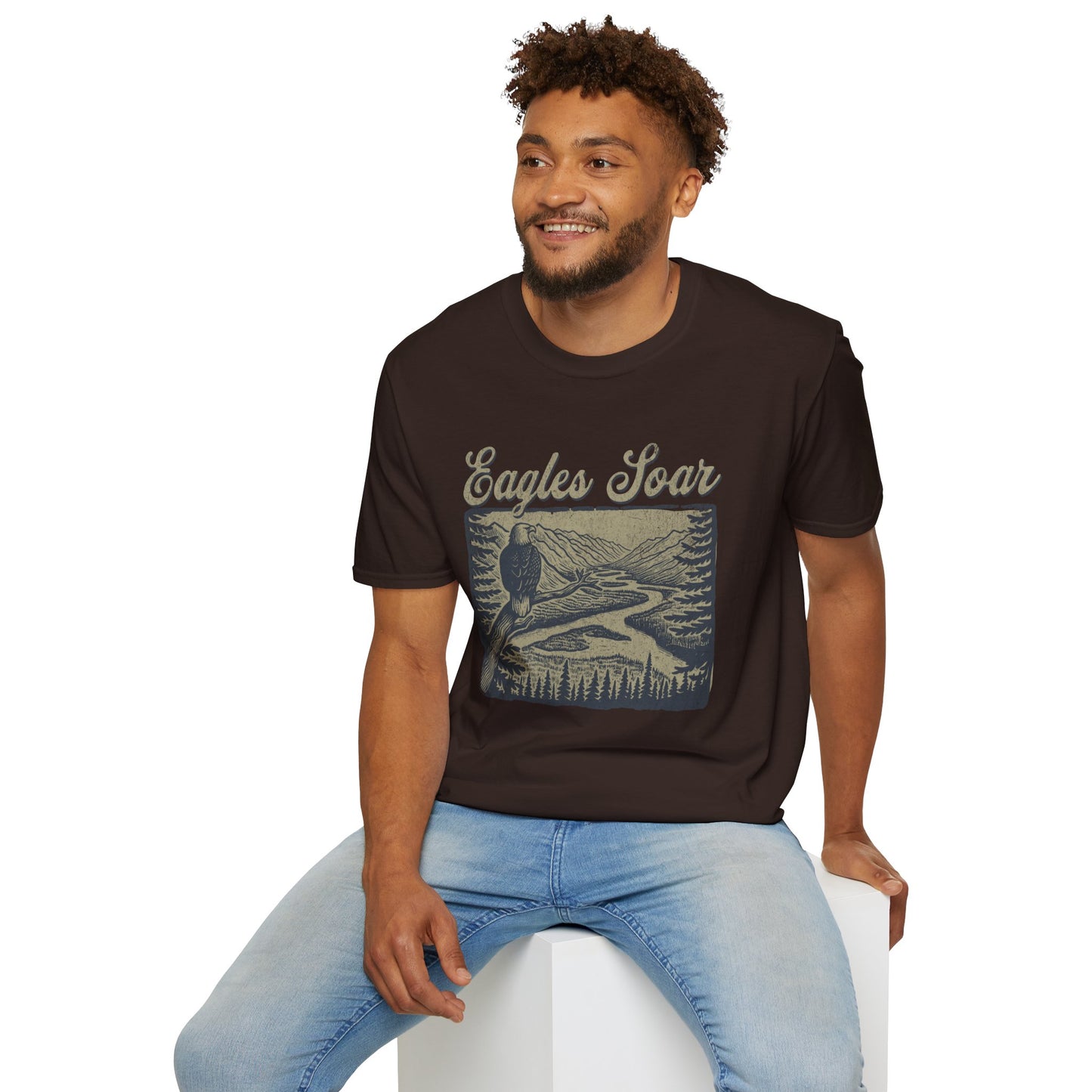 Eagles Soar Unisex Softstyle T-Shirt - Nature Inspired Graphic Tee