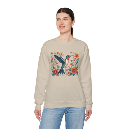 Hummingbird In Bloom Graphic Unisex Crewneck Sweatshirt