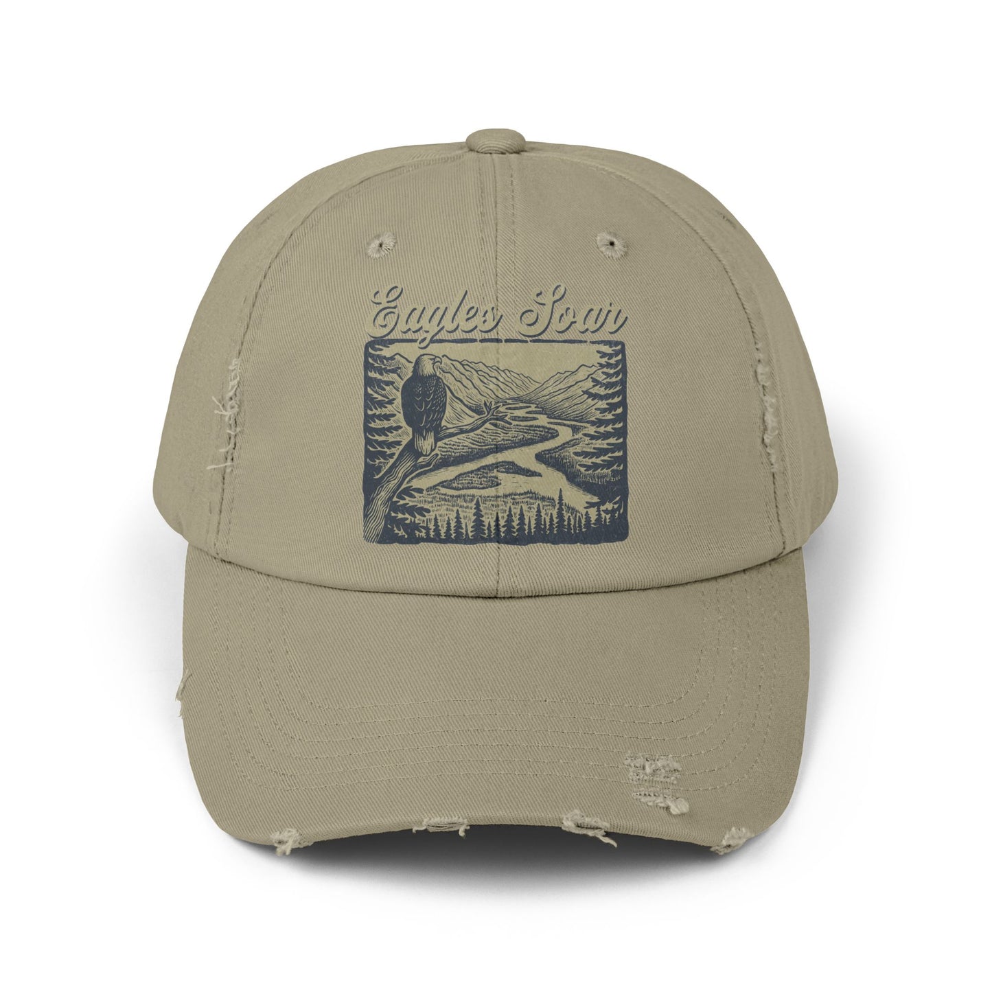 Eagles Soar Distressed Cap, Casual Hat for Bird Lovers, Unique Gift for Nature Enthusiasts, Trendy Apparel for Outdoor Adventures