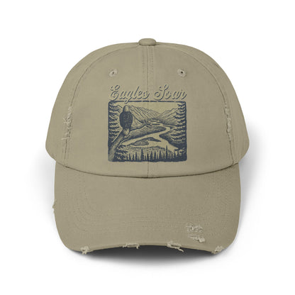 Eagles Soar Distressed Cap, Casual Hat for Bird Lovers, Unique Gift for Nature Enthusiasts, Trendy Apparel for Outdoor Adventures