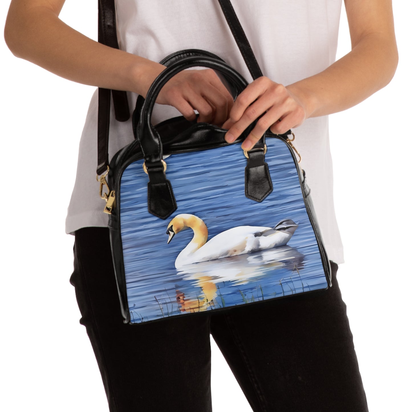 Elegant Swan Design Shoulder Handbag, Chic Tote Bag, Stylish Accessory, Handbag for Nature Lovers, Unique Gift Idea