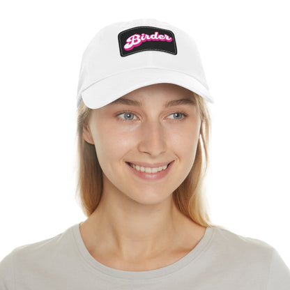 The Nerdy Birder - Birder Hat with Leather Patch for Inspired by childhood memories of playful glamour, Stylish Outdoor Cap, Gift for Bird Watching Enthusiasts, Casual Fashion Accessory