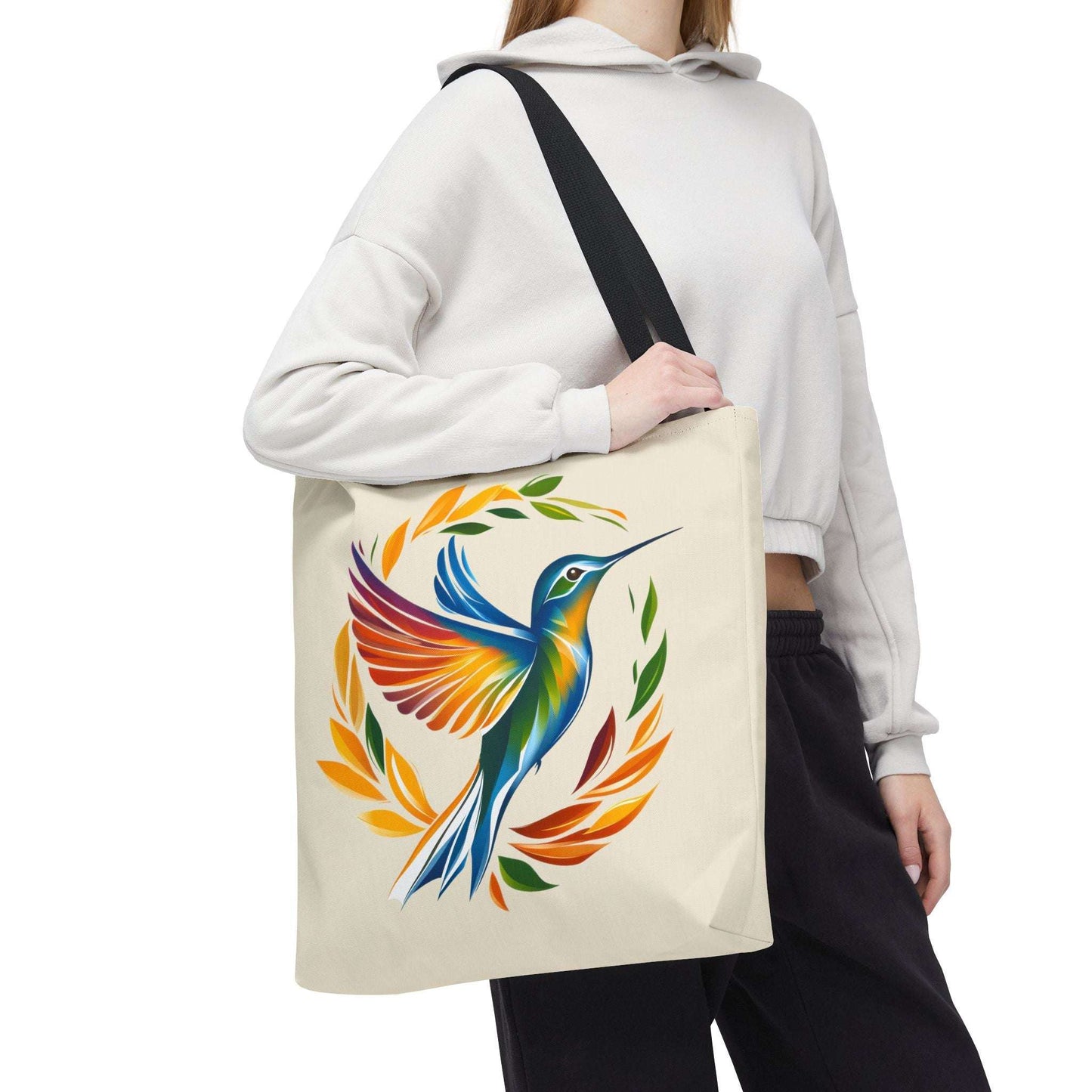 Hummingbird Rainbow Tote Bag - Natural color