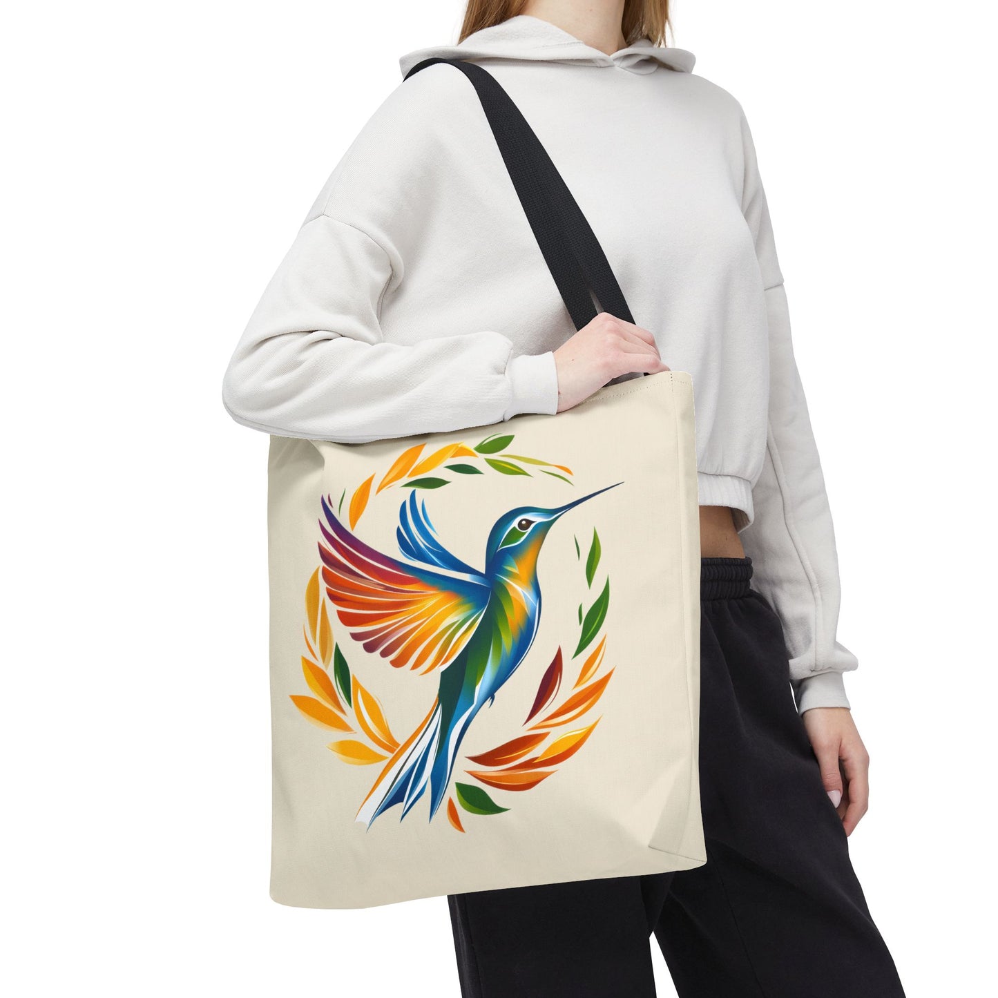 Hummingbird Rainbow Tote Bag - Natural color