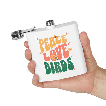 Peace Love Birds Stainless Steel Flask - 6oz