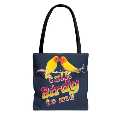 The Nerdy Birder Cute "Talk Birdy To Me" Tote Bag