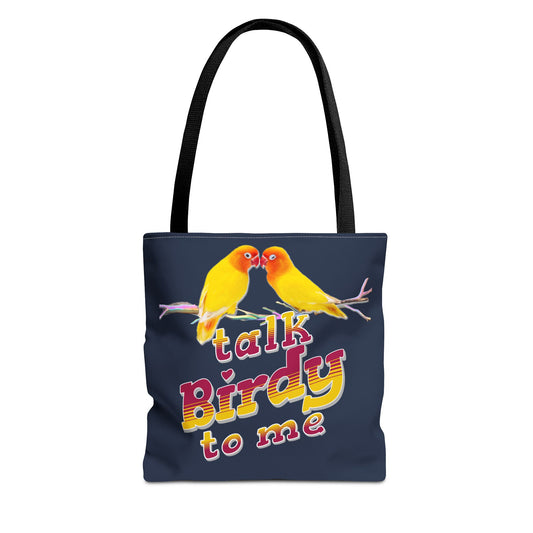 The Nerdy Birder Cute "Talk Birdy To Me" Tote Bag