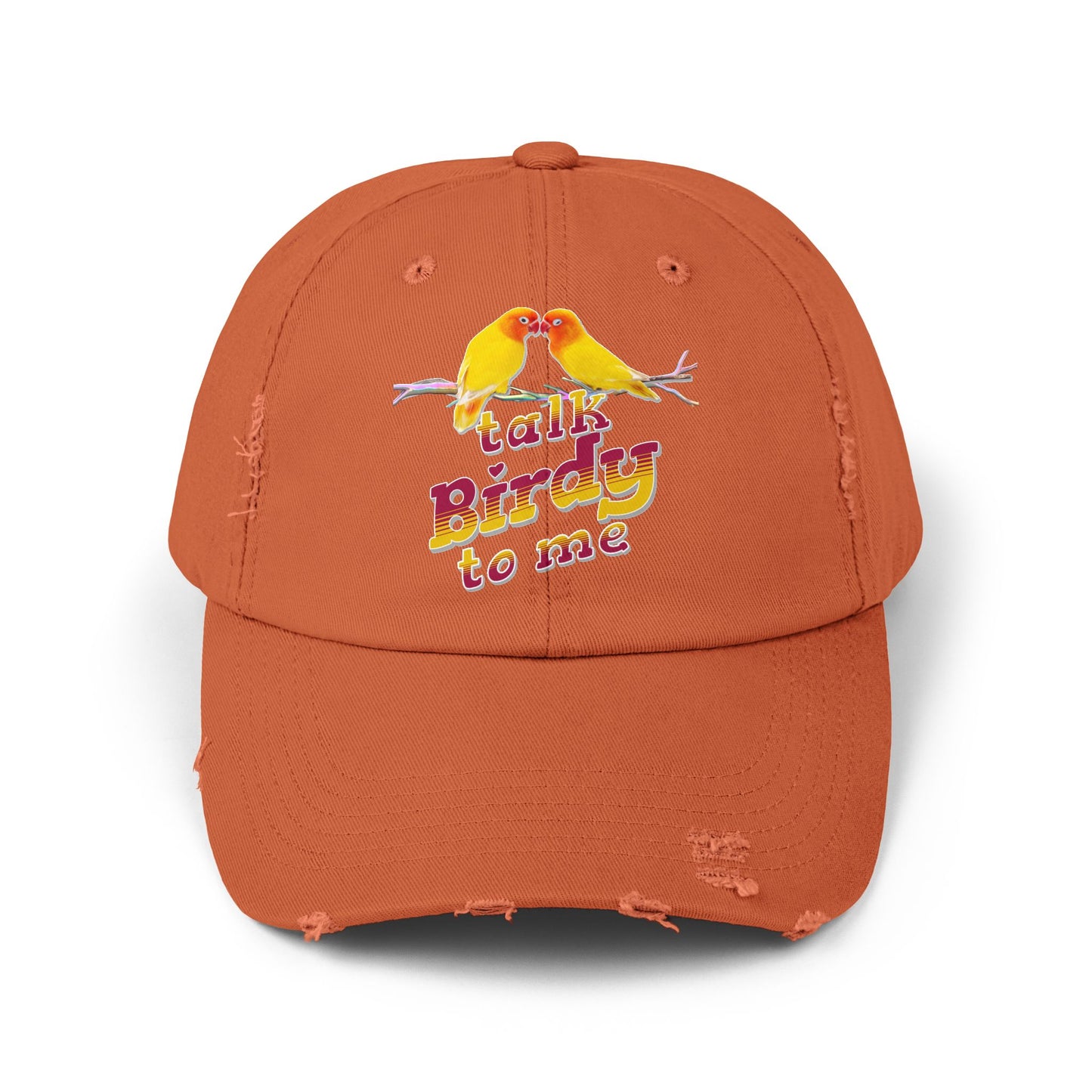 Talk Birdy To Me Distressed Cap, Casual Hat for Bird Lovers, Unique Gift for Nature Enthusiasts, Trendy Apparel for Outdoor Adventures