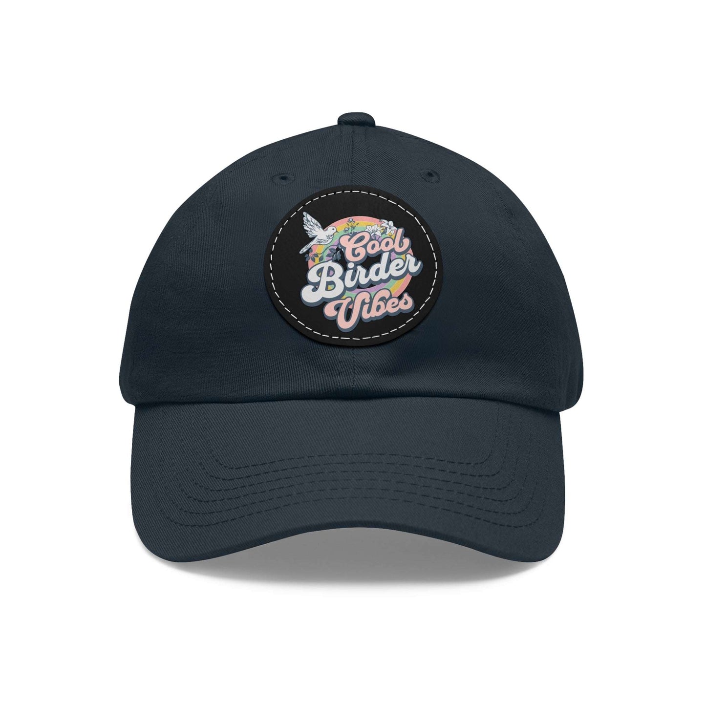 The Nerdy Birder - "Cool Birder Vibes" Dad Hat, Leather Patch Cap, Perfect Gift for Dads, Nature Lovers, Casual Style Cap, Summer Accessories