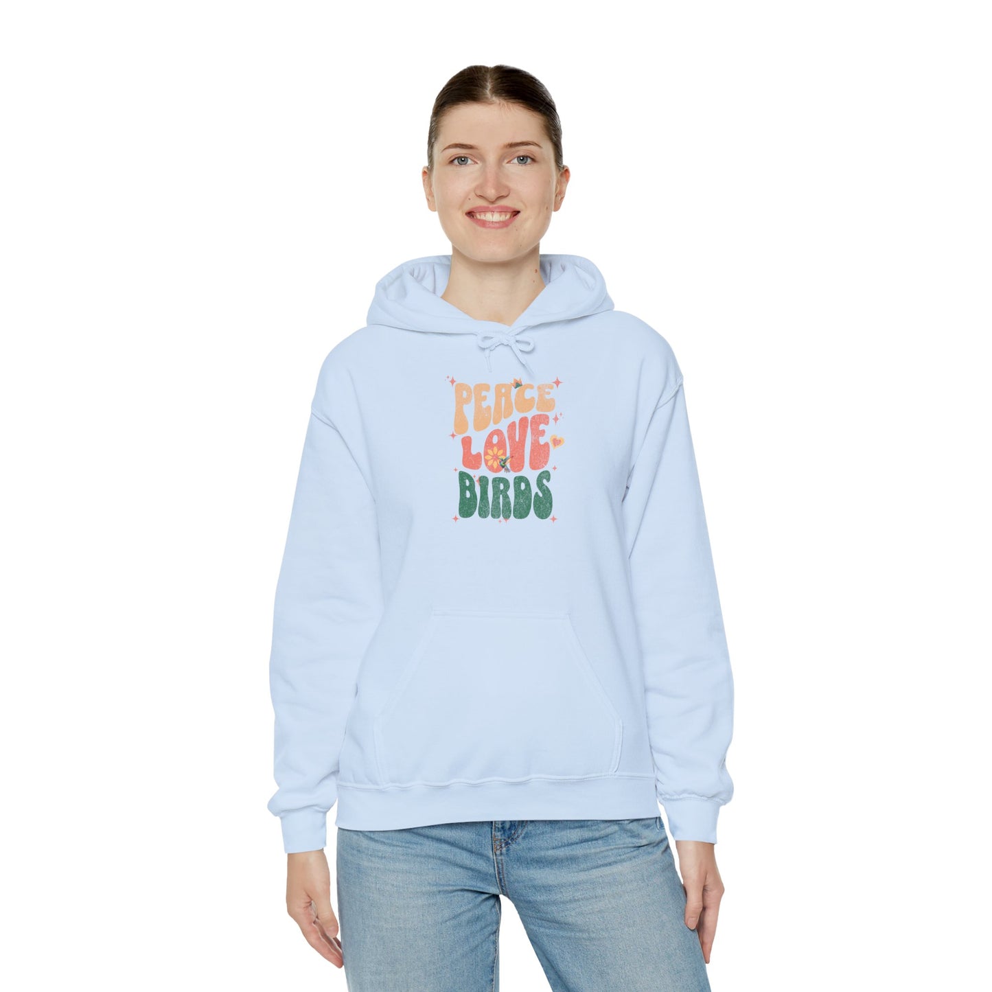 Peace Love Birds Hoodie - Cozy Unisex Sweatshirt for Nature Lover