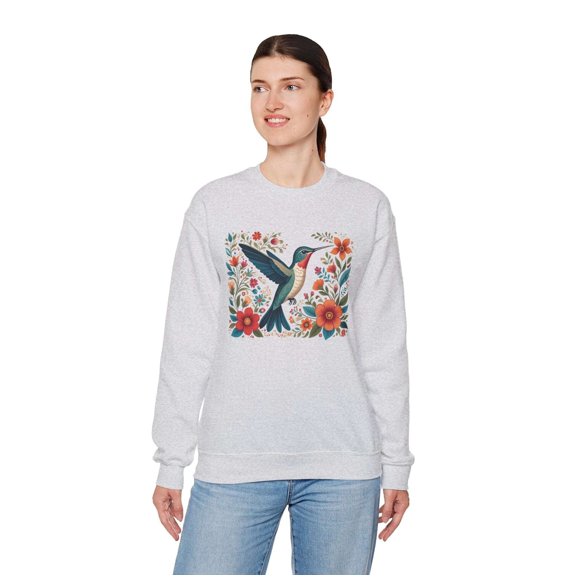 Hummingbird In Bloom Graphic Unisex Crewneck Sweatshirt