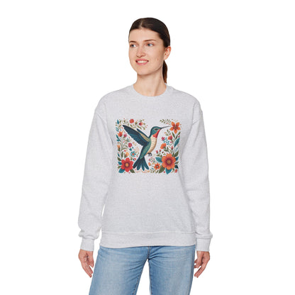 Hummingbird In Bloom Graphic Unisex Crewneck Sweatshirt