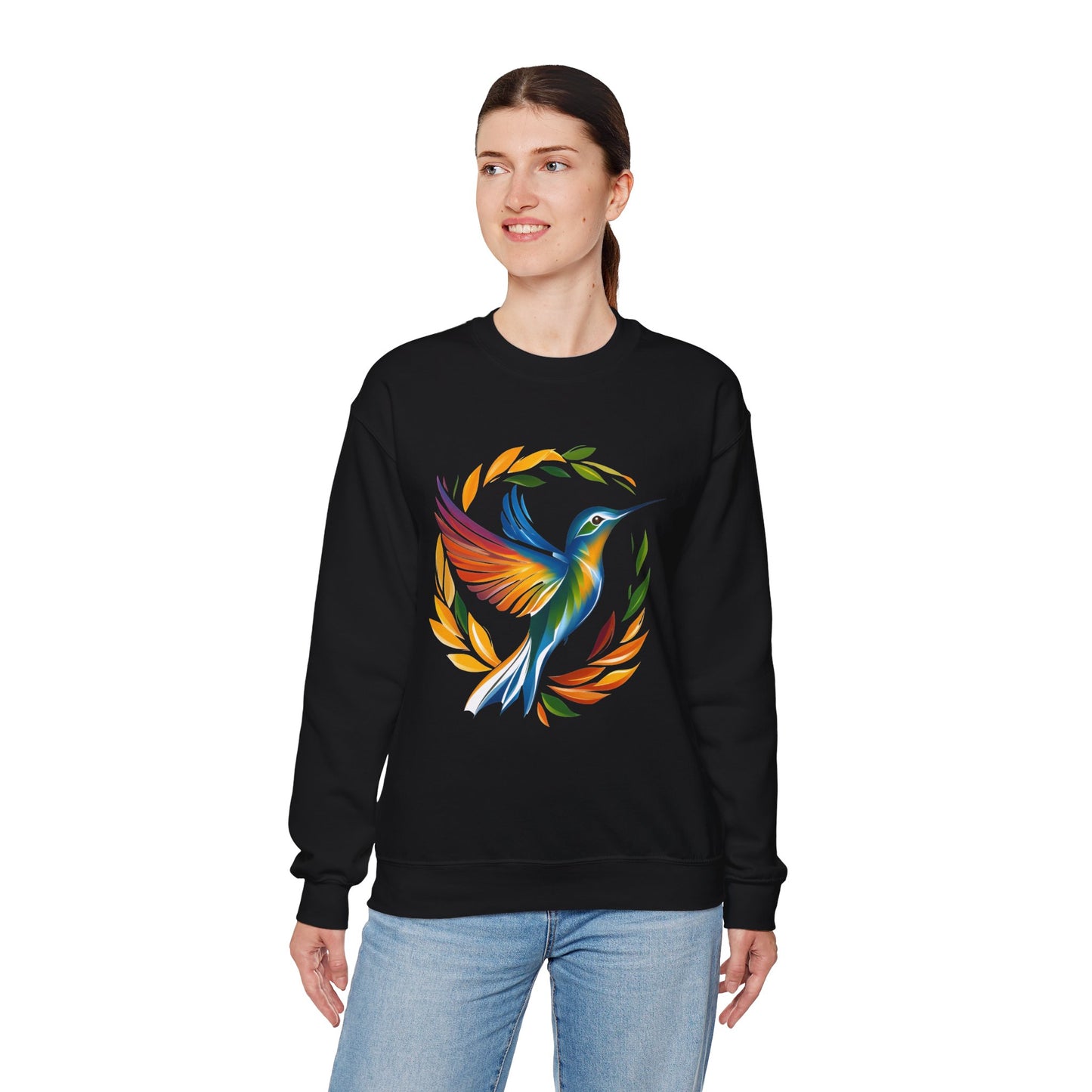 Hummingbird Rainbow Graphic Unisex Crewneck Sweatshirt