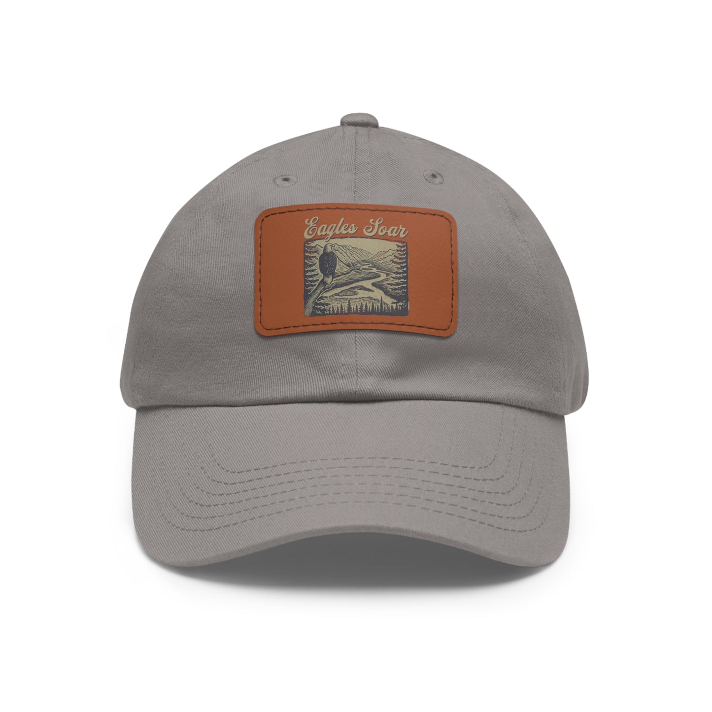 Eagles Soar Dad Hat with Leather Patch, Casual Cap for Bird Lovers, Unique Gift for Birdwatching, Outdoor Adventure Hat, Unisex