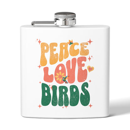 Peace Love Birds Stainless Steel Flask - 6oz