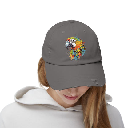 The Nerdy Birder Colorful Parrot Vintage Style Hat - Unisex Distressed Cap