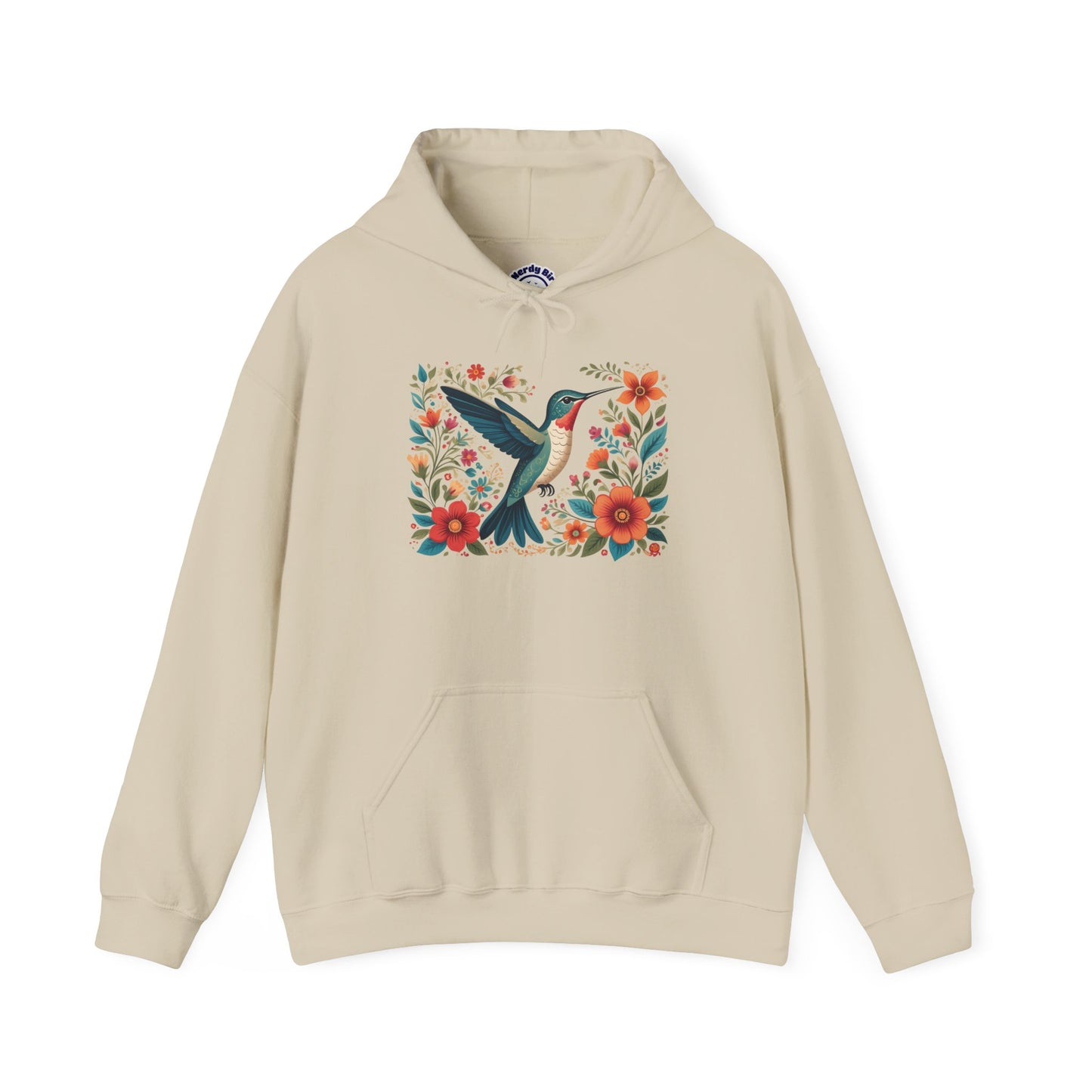 Hummingbird In Bloom Hoodie - Cozy Sweatshirt for Nature Lovers
