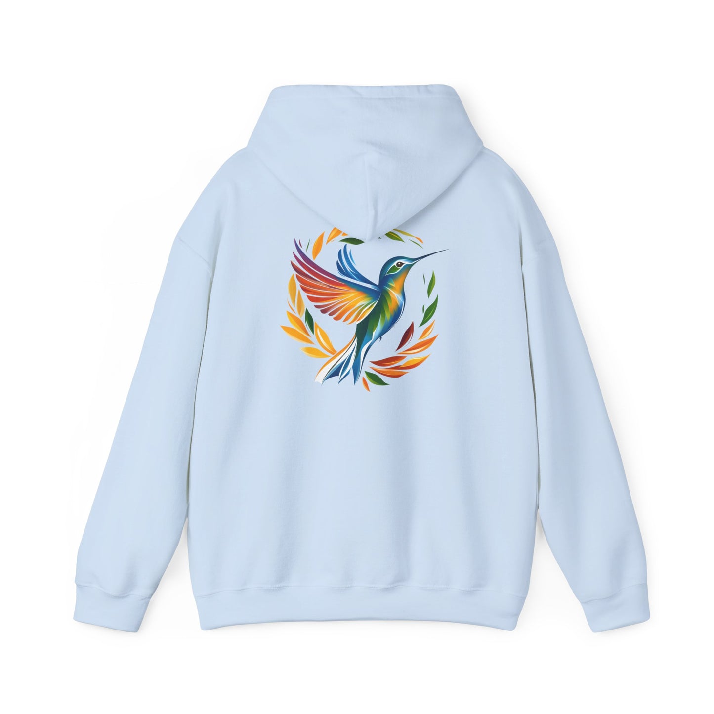 Hummingbird Rainbow Hoodie Back Design - Cozy Sweatshirt for Nature Lovers