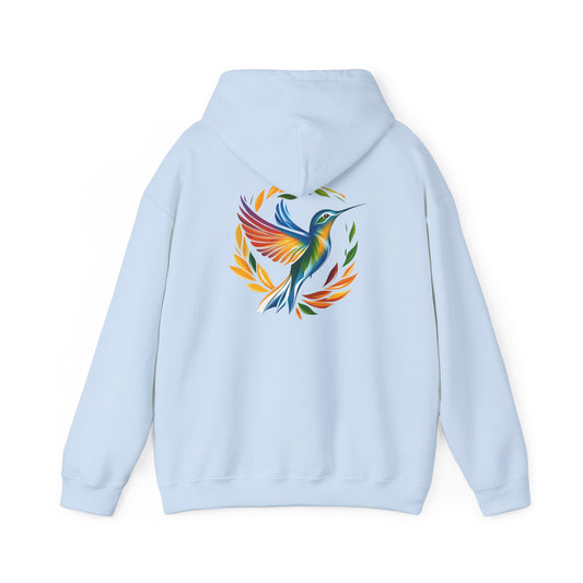 Hummingbird Rainbow Hoodie Back Design - Cozy Sweatshirt for Nature Lovers
