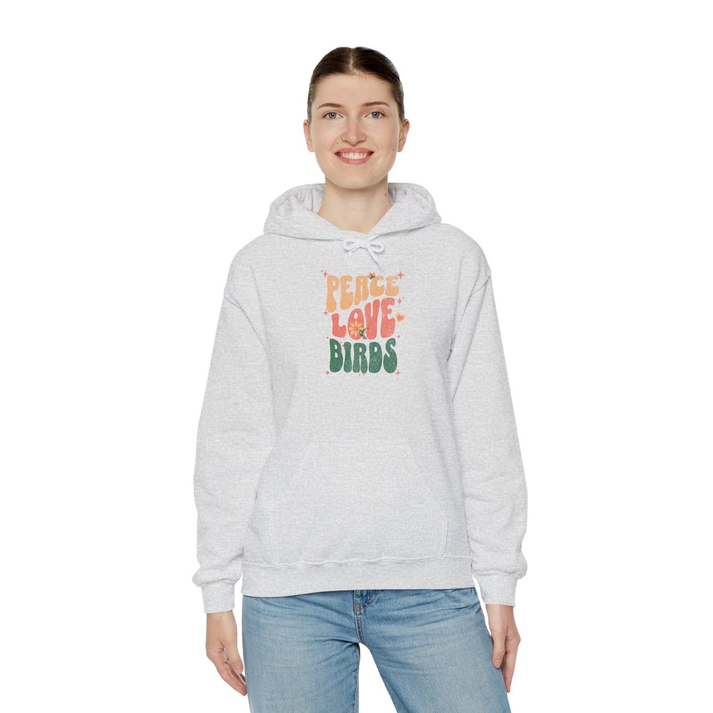 Peace Love Birds Hoodie - Cozy Unisex Sweatshirt for Nature Lover