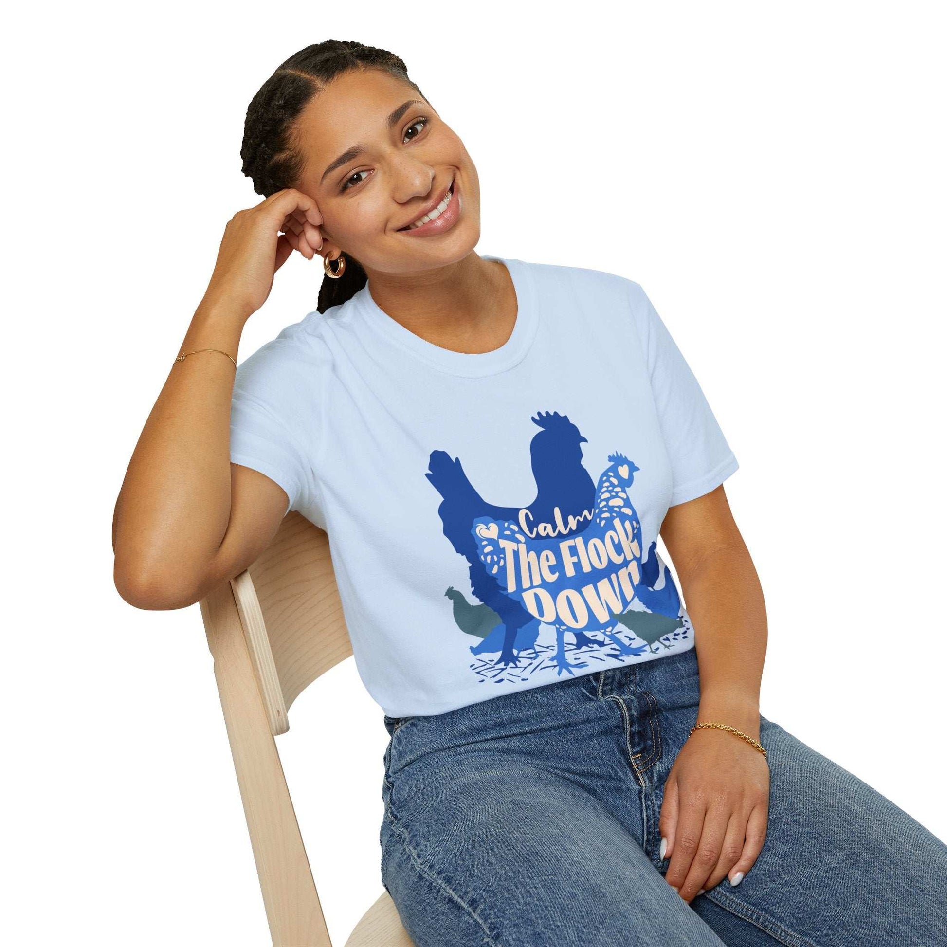 Calm The Flock Down Unisex Softstyle T-Shirt - Retro Vibe Tee for Casual Wear