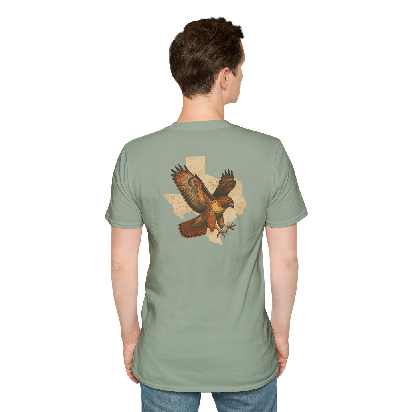 Texas Red-Tailed Hawk on the back of the T-Shirt