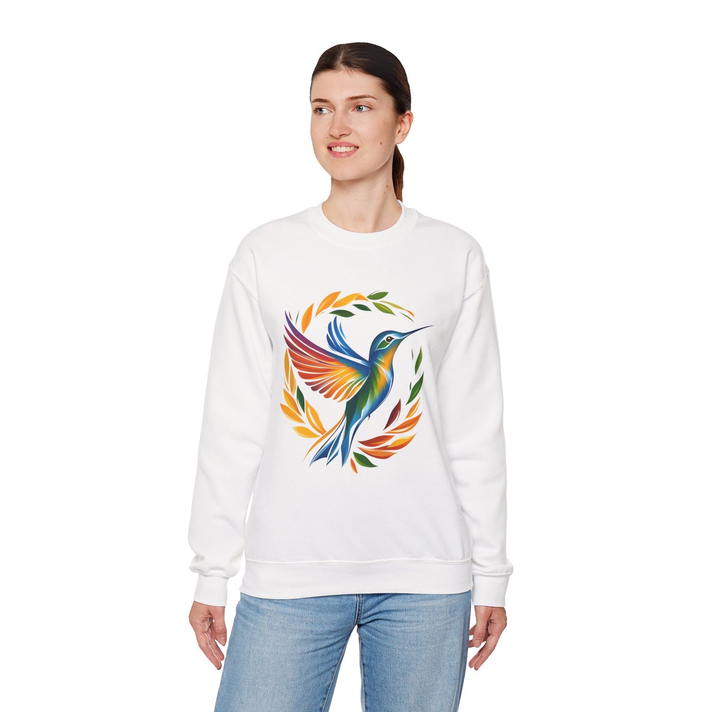 Hummingbird Rainbow Graphic Unisex Crewneck Sweatshirt