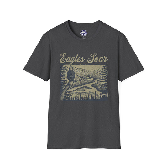 Eagles Soar Unisex Softstyle T-Shirt - Nature Inspired Graphic Tee
