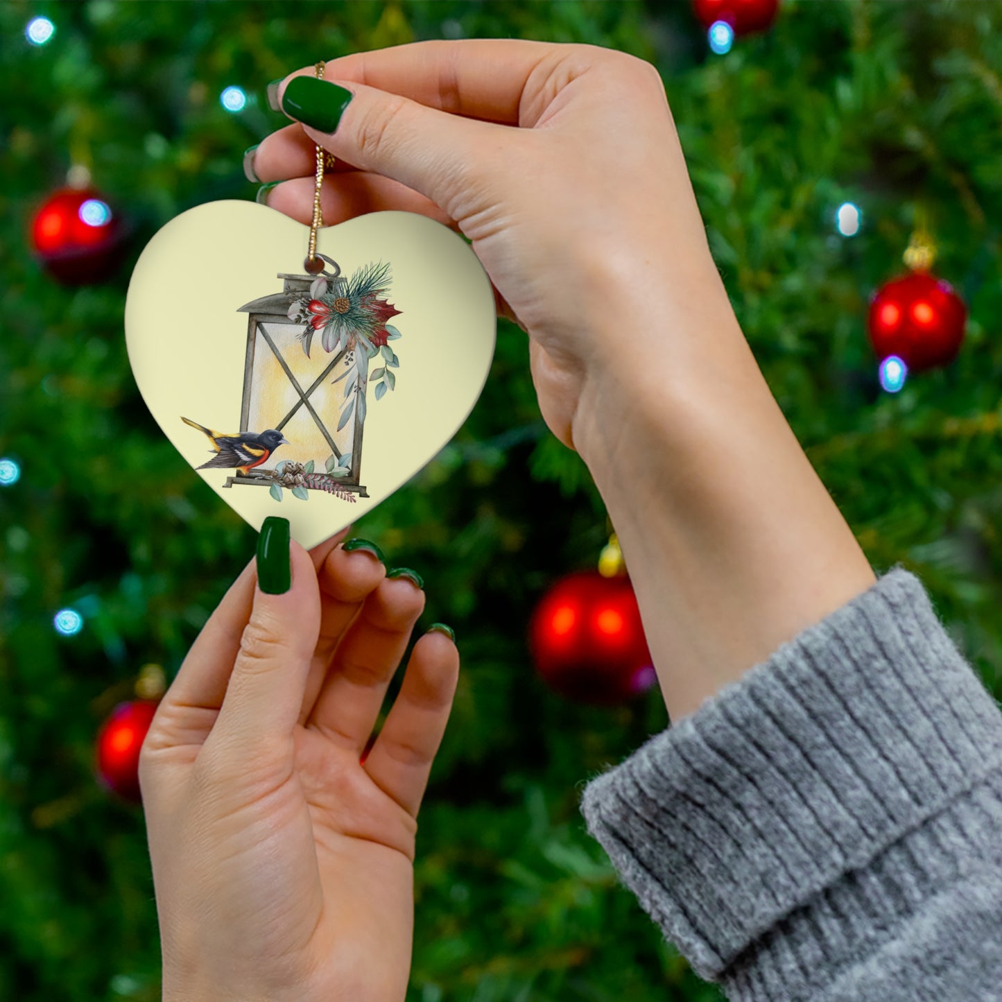 Holiday Latern Ceramic Ornament — 4 Shape Options