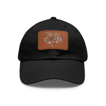 Bird Heart Hat with Leather Patch, Casual Cap for Bird Lovers