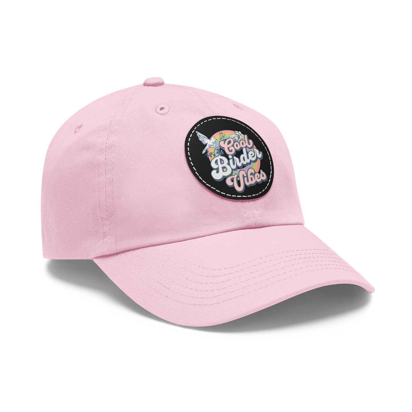 The Nerdy Birder - "Cool Birder Vibes" Dad Hat, Leather Patch Cap, Perfect Gift for Dads, Nature Lovers, Casual Style Cap, Summer Accessories