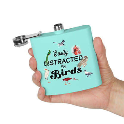 Easily Distracted By Birds Stainless Steel Flask - 6oz