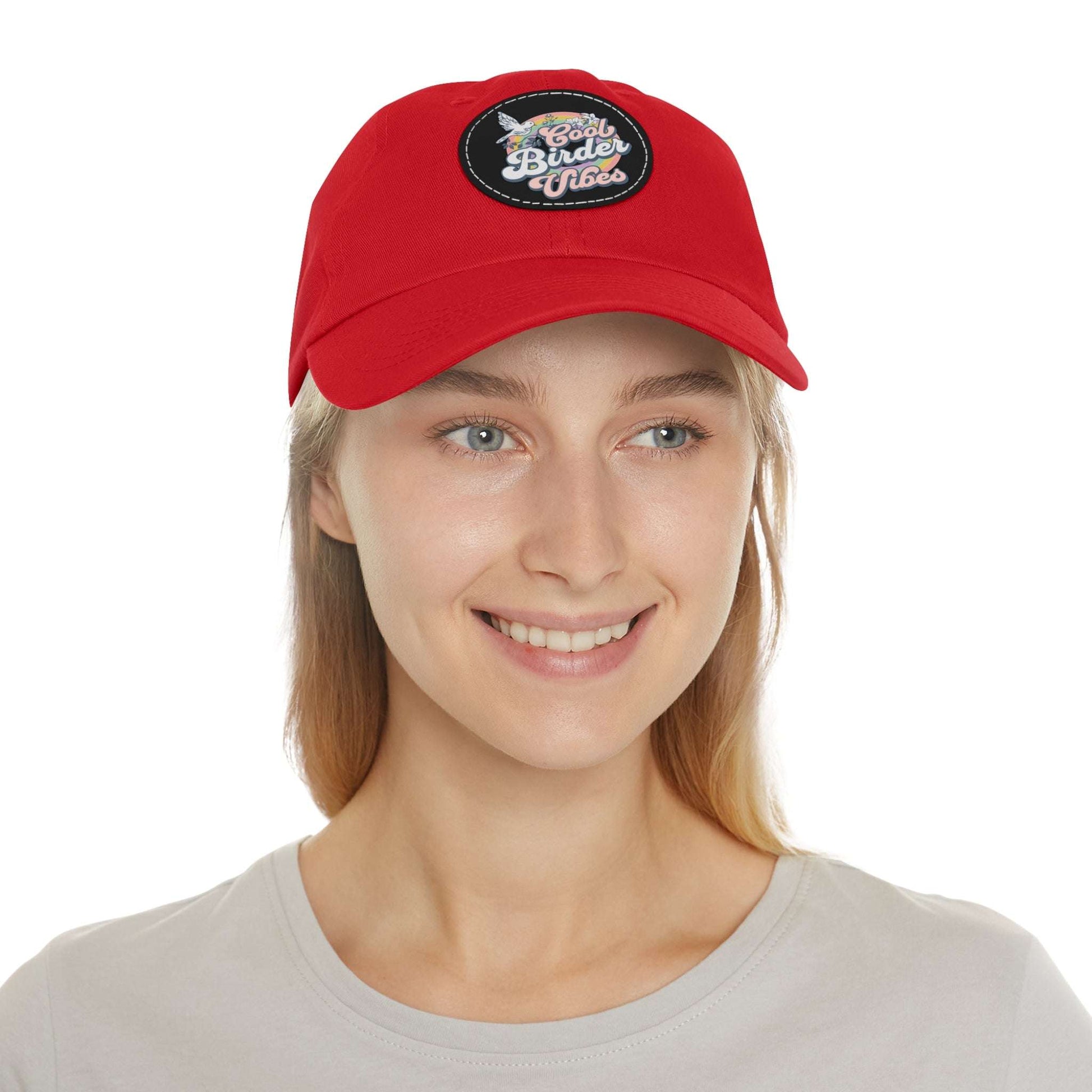 The Nerdy Birder - "Cool Birder Vibes" Dad Hat, Leather Patch Cap, Perfect Gift for Dads, Nature Lovers, Casual Style Cap, Summer Accessories