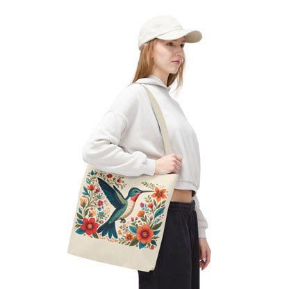 Hummingbird In Bloom Tote Bag - Natural color