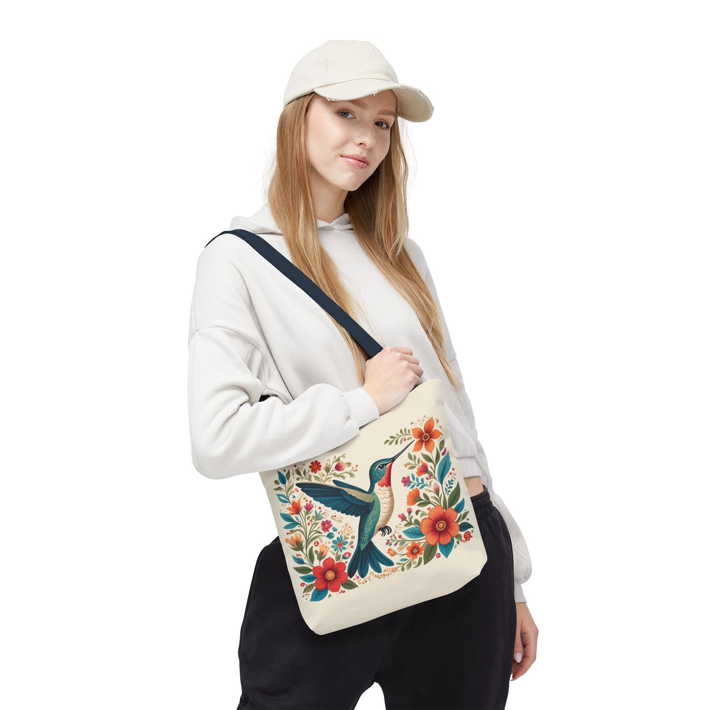 Hummingbird In Bloom Tote Bag - Natural color