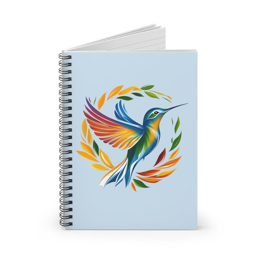 Hummingbird Rainbow Spiral Notebook Blue