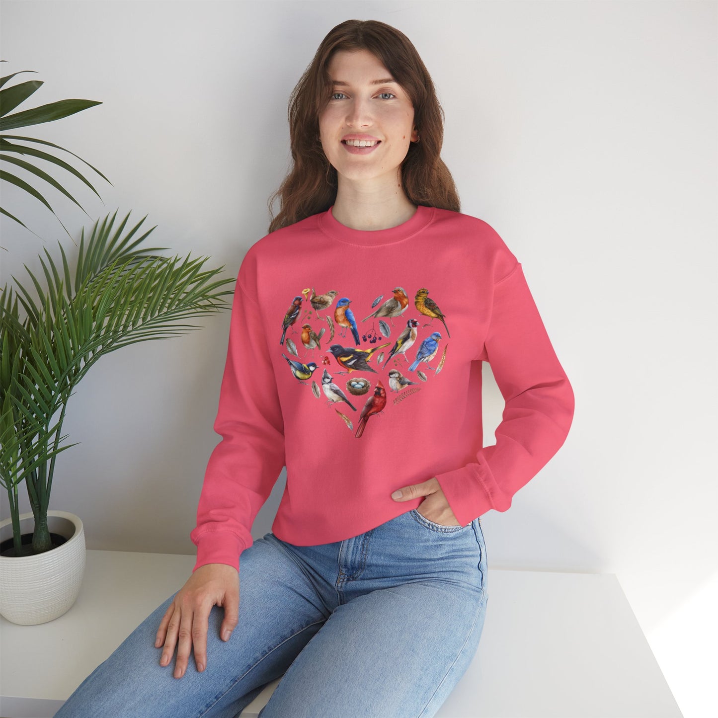 Bird Heart Graphic Unisex Crewneck Sweatshirt