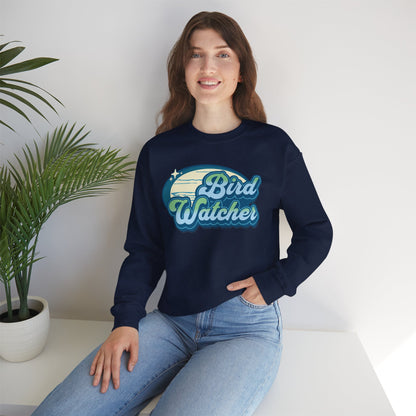 Bird Watcher Teal Graphic Unisex Crewneck Sweatshirt