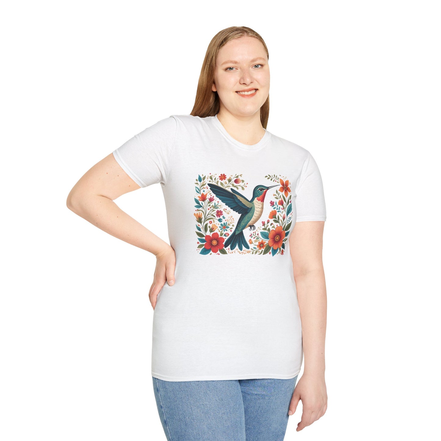 Hummingbird in Bloom Unisex Softstyle T-Shirt