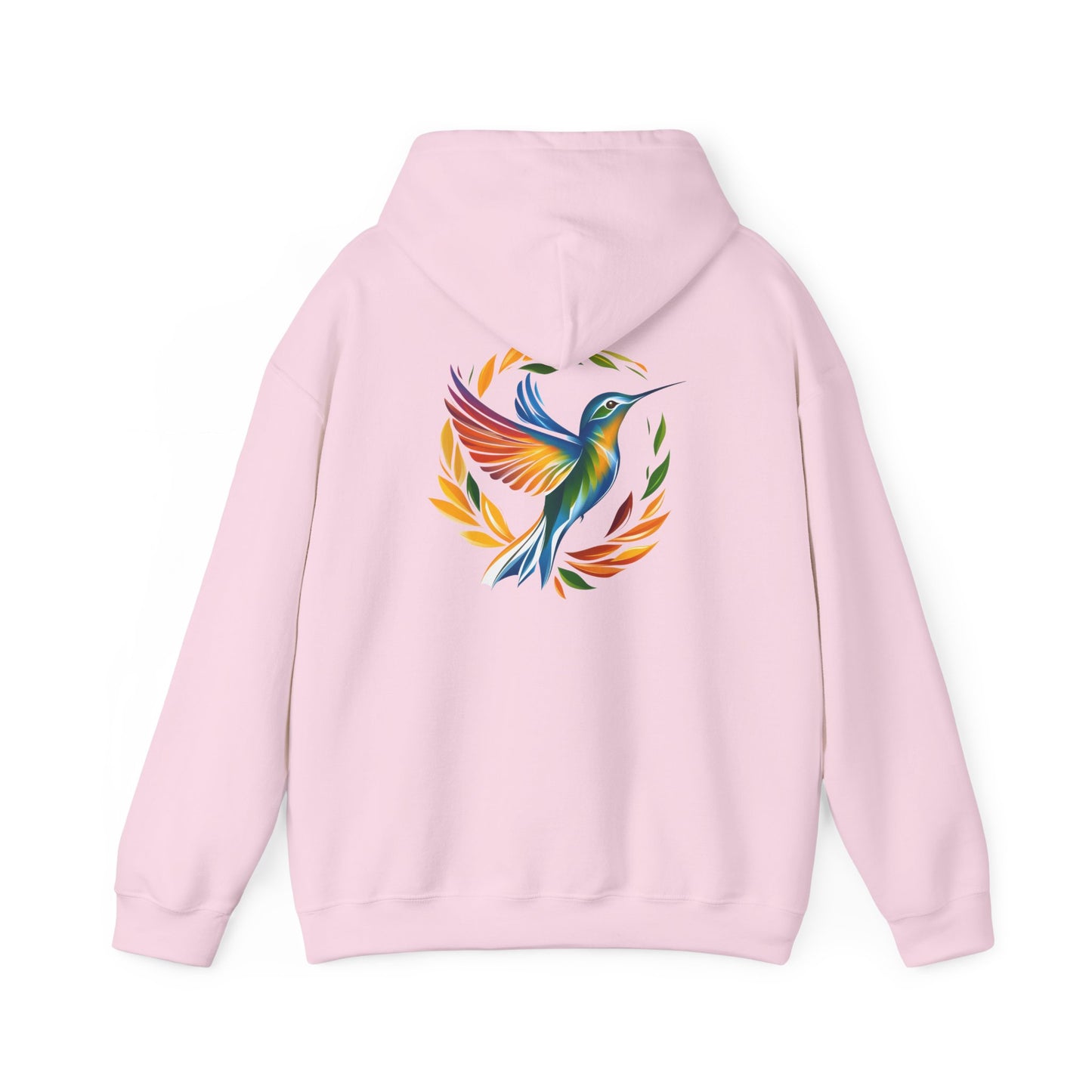 Hummingbird Rainbow Hoodie Back Design - Cozy Sweatshirt for Nature Lovers