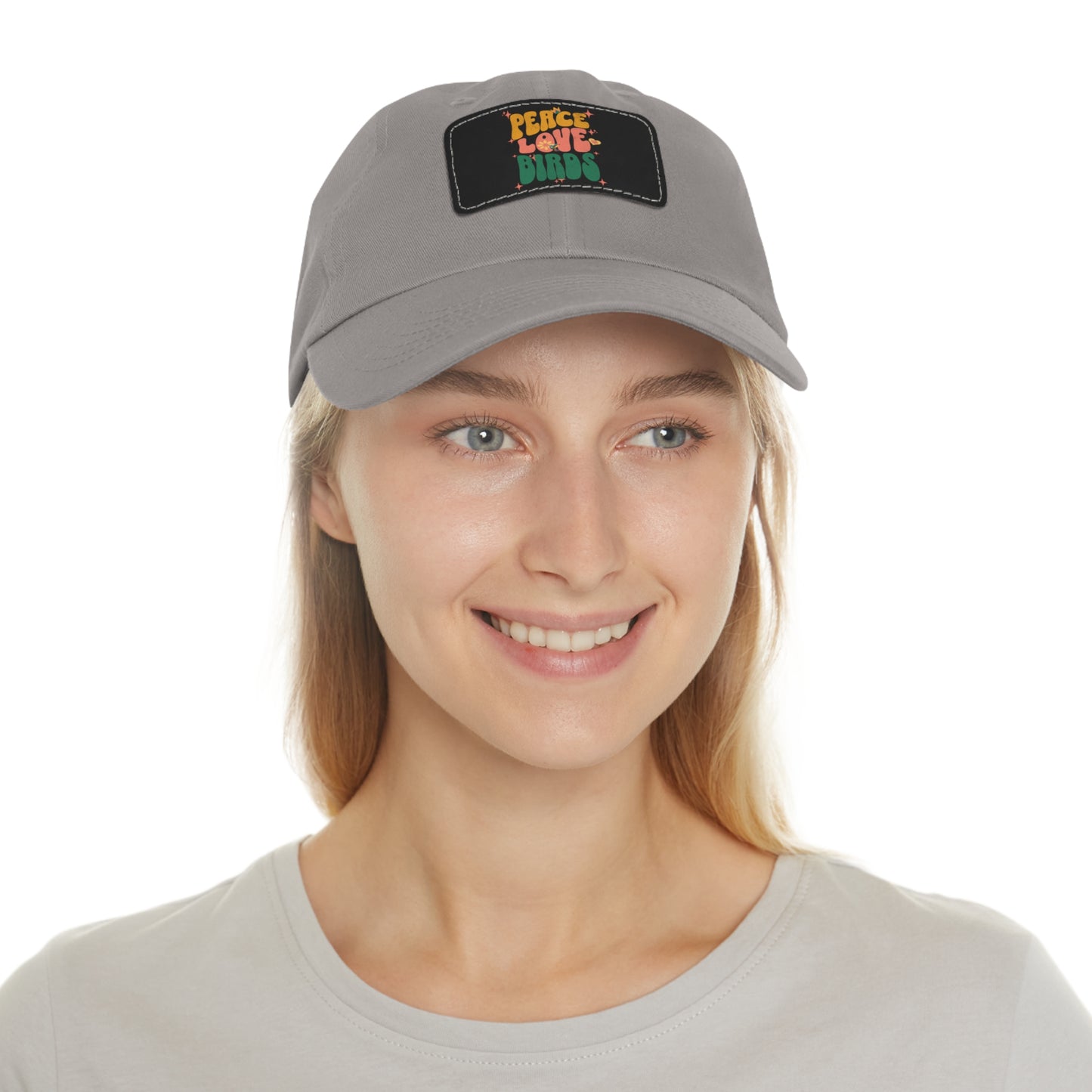 Peace Love Birds  Hat with Leather Patch, Casual Cap for Bird Lovers