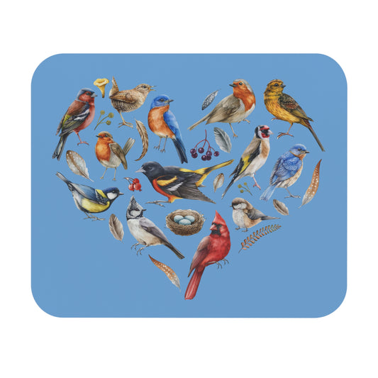 The Nerdy Birder Colorful Heart of Birds Mouse Pad