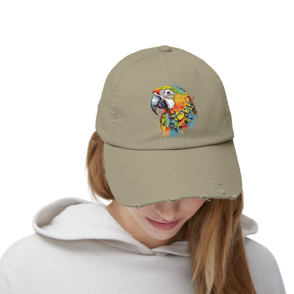 The Nerdy Birder Colorful Parrot Vintage Style Hat - Unisex Distressed Cap