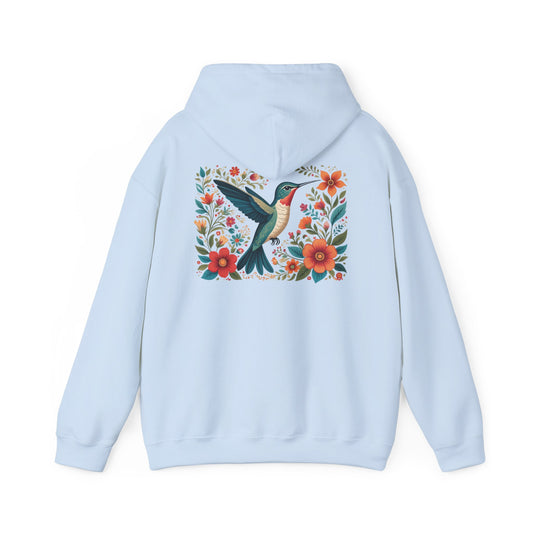 Hummingbird in Bloom Hoodie Back Design - Cozy Sweatshirt for Nature Lovers