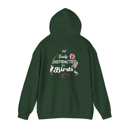 The Nerdy Birder - Easily Distracted by Birds Back Design Unisex Hoodie - Cozy Sweatshirt for Nature Lovers