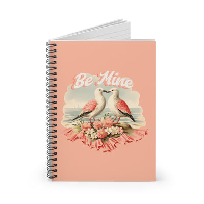 Vintage - Be Mine - Spiral Notebook - Cute Floral Love Bird Design