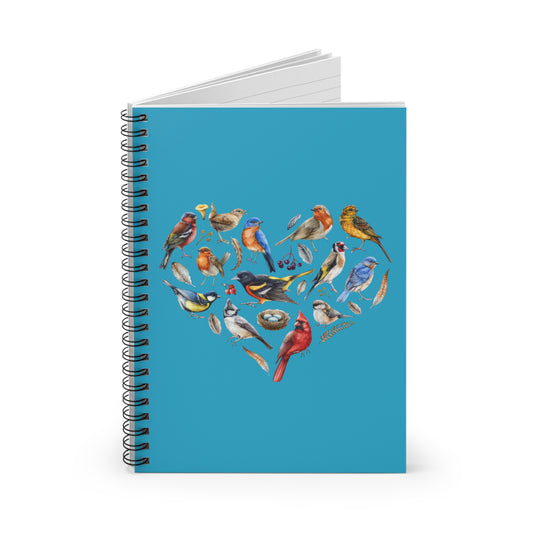 Bird Heart Spiral Notebook - Vibrant Heart Design