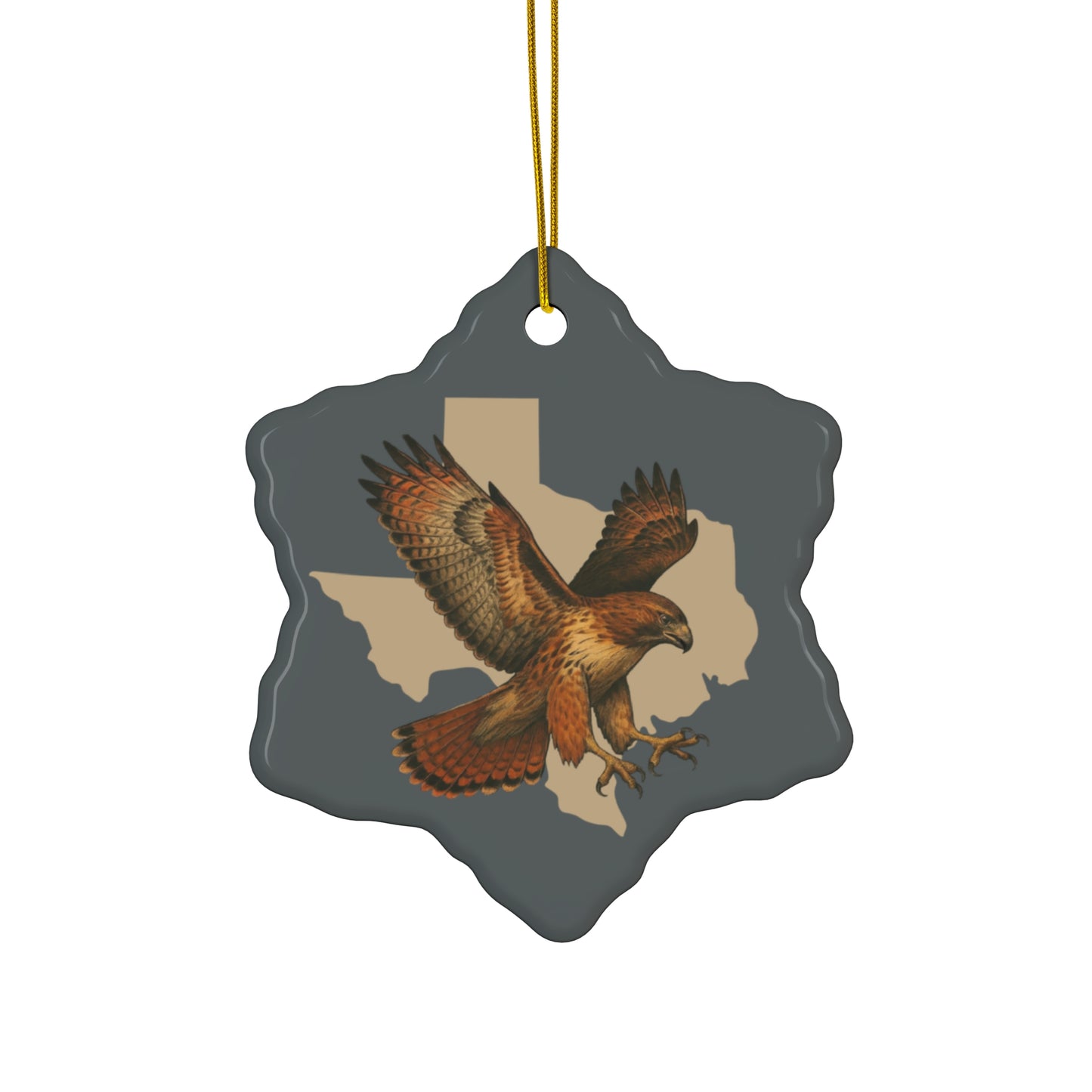 Texas Red Tail Hawk Ceramic Ornament — 4 Shape Options
