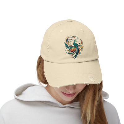 The Nerdy Birder Peacock Vintage Style Hat - Unisex Distressed Cap