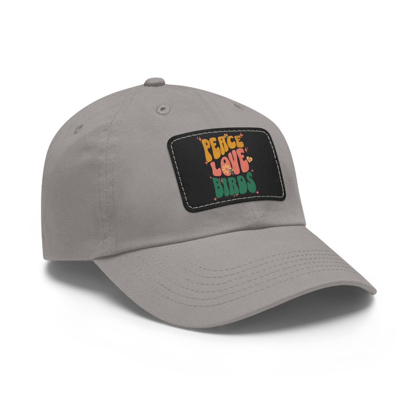 Peace Love Birds  Hat with Leather Patch, Casual Cap for Bird Lovers